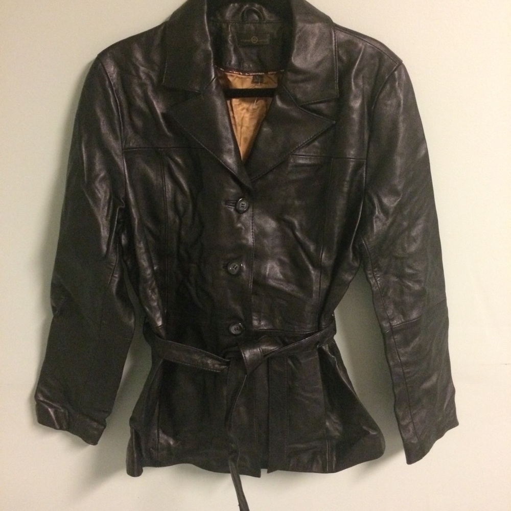 Vintage Wilson’s leather black tie waist jacket